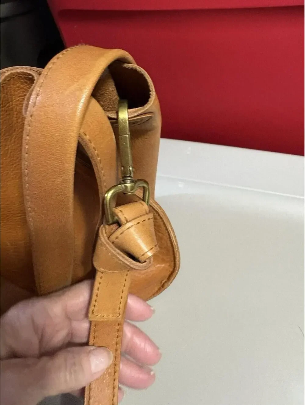 Madewell X5803 Burnished Caramel Leather the Sydney Crossbody Bag - Picture 13 of 16